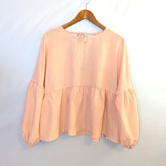 NWT Levi’s | Lyocell Flax Open Back Peasant Blouse Top in Orange Sorbet | Medium - Picture 7 of 11